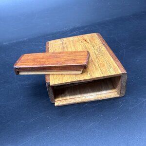 Handmade Wooden Cigarette Holder Stash Box 90s Vintage Sliding Lid Purse Storage